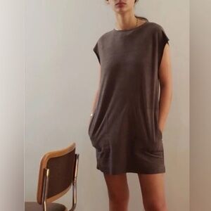 Aritzia Wilfred Free Nori Faux Suede Mini Dress Grey XXS